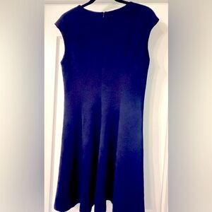 Suite 7 Navy Sleeveless Notched VNeck Pleated A-Line Dress